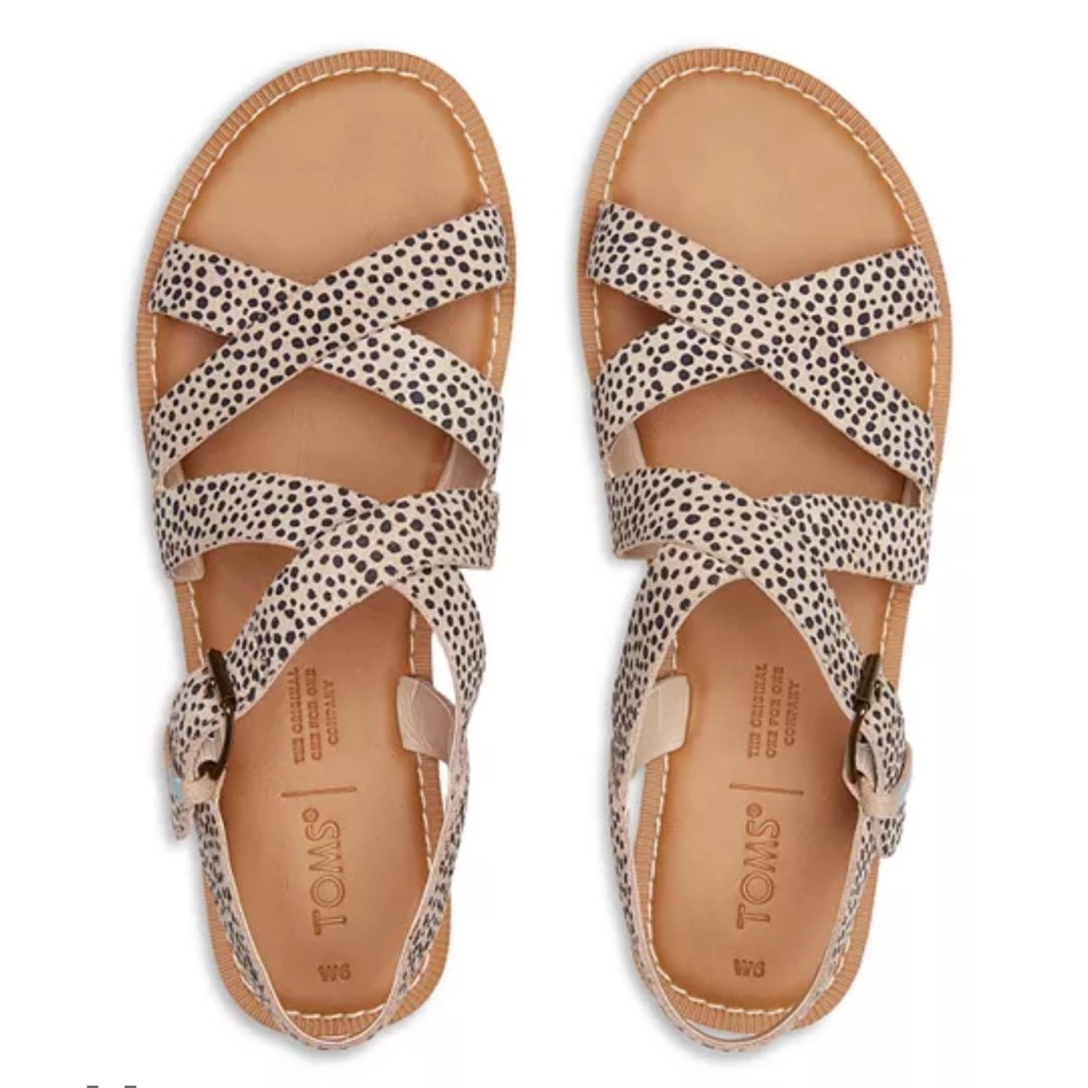 NWT Toms Sicily Suede Cheetah Strappy Flat Sandals Resort Summer Vacation Beach - Picture 5 of 10